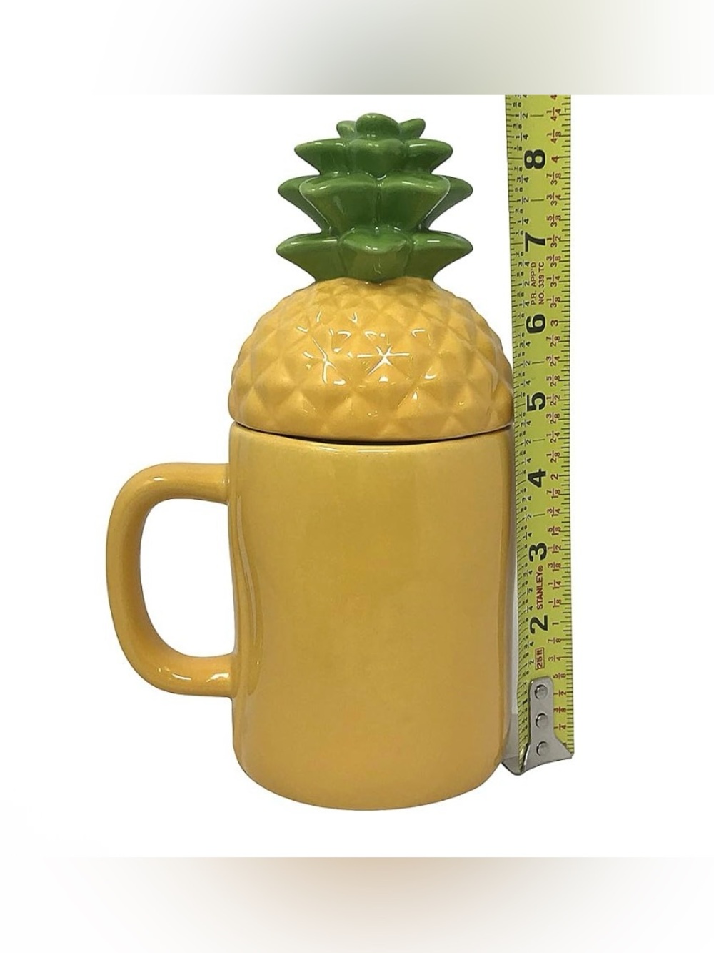 Rae Dunn coffee mug tropical pineapple-shaped ceramic lid "TROPIC LIKE IT'S HOT" - Picture 3 of 5